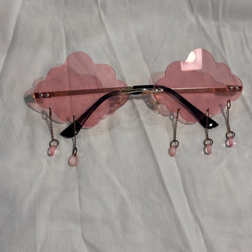 Pink Rain Cloud Fringe Rimless Sunglasses